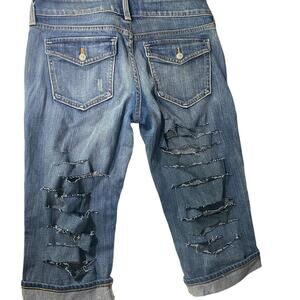 Distressed denim shorts women